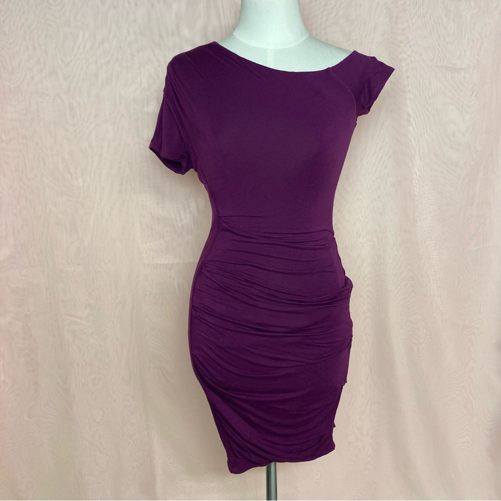 BEBE ruched bodycon dress